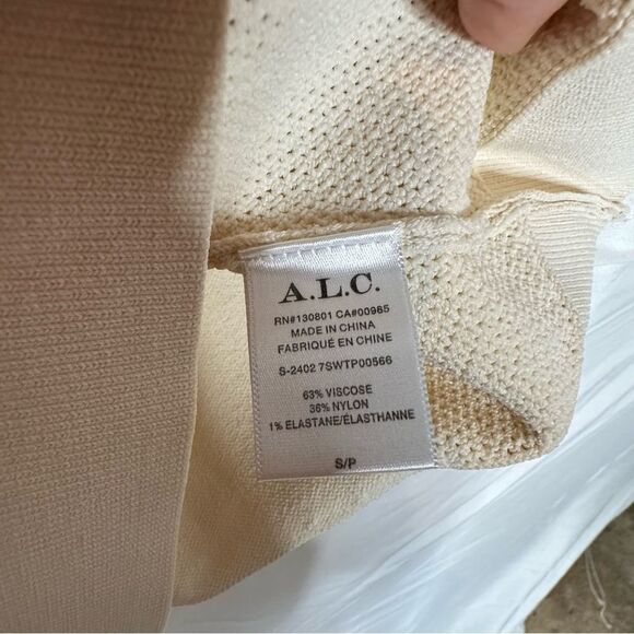 A.L.C. Nash Pointelle Knit Cream Sweater Top | S - Picture 8 of 8